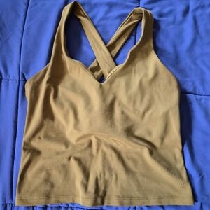 Girlfriend Collective Shelf Bra Halter Top - Mustard Yellow, Small